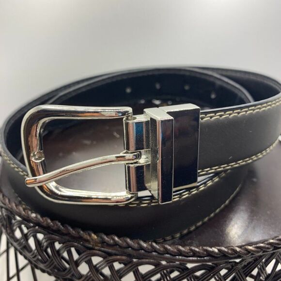 Wrangler Bonded Reversible Black/Brown Leather Belt   Size 28 - Picture 1 of 5